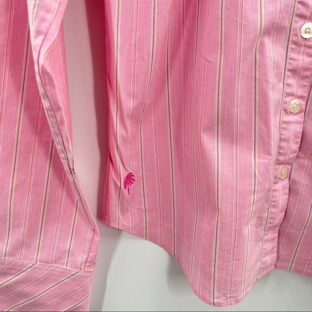 LILLY PULITZER Pink Striped Fitted Shirt Has Stretch Woman's Size 4 - Picture 8 of 15